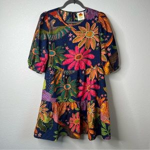 FARM RIO Cool Macaw Tiered Mini Dress $175 MSRP Size Medium